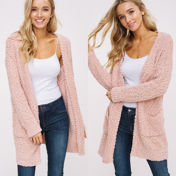pink popcorn cardigan